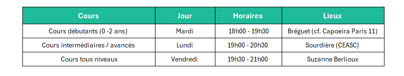 cours capoeira 2026